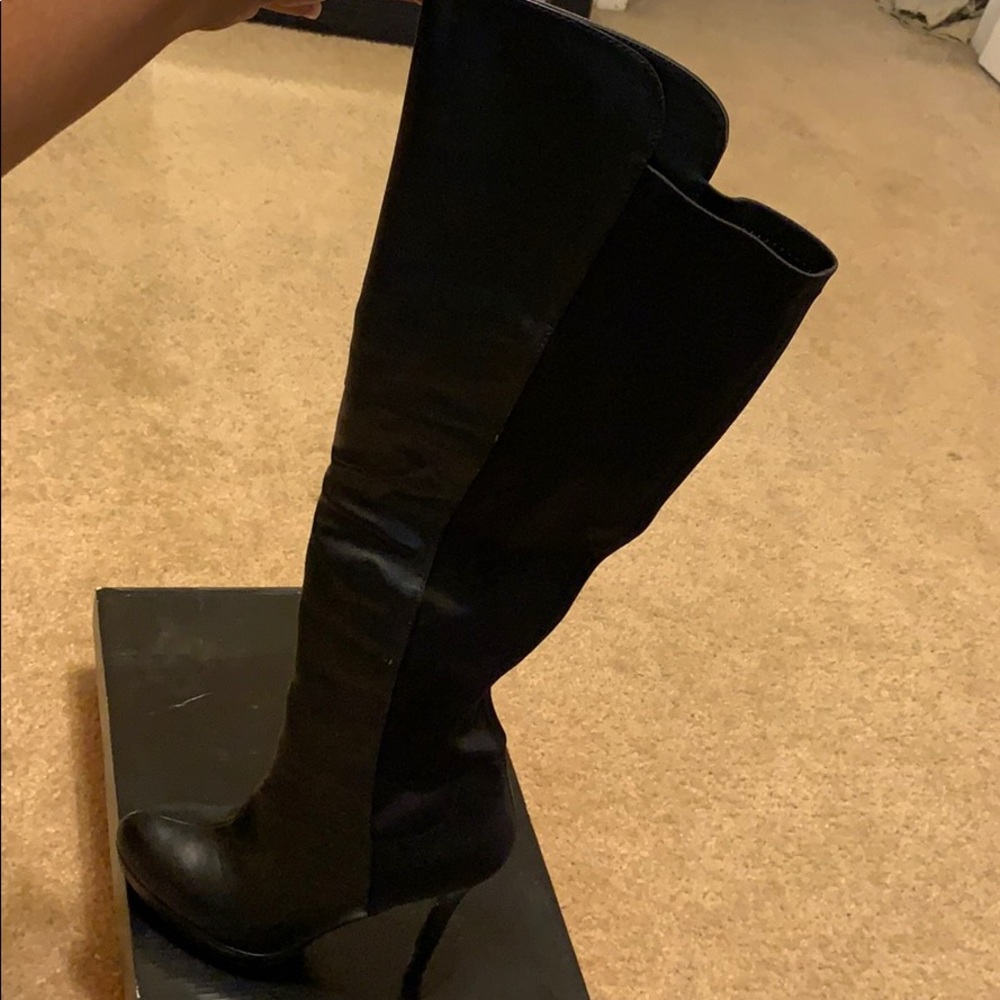 Black thigh high boots